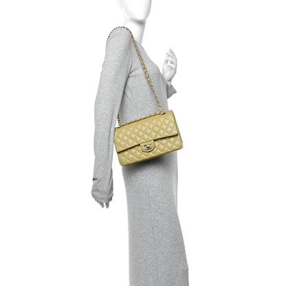 Chanel Caviar Quilted Medium Double Flap Light Green 2 of 12