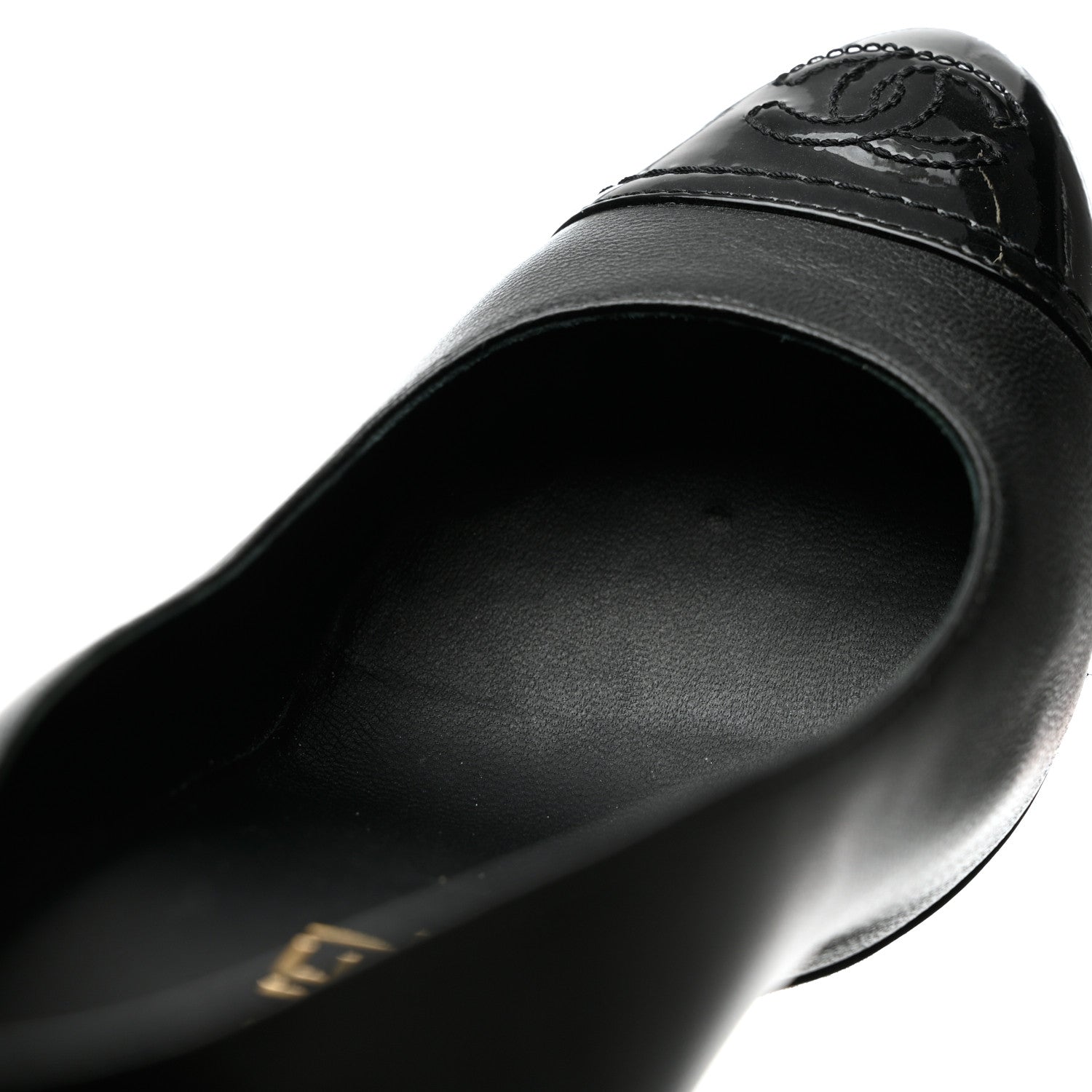 Chanel Lambskin Patent Calfskin Cap Toe CC Pumps 36 Black 10 of 11
