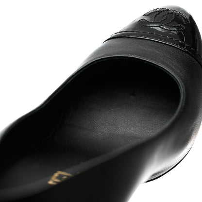 Chanel Lambskin Patent Calfskin Cap Toe CC Pumps 36 Black 10 of 11