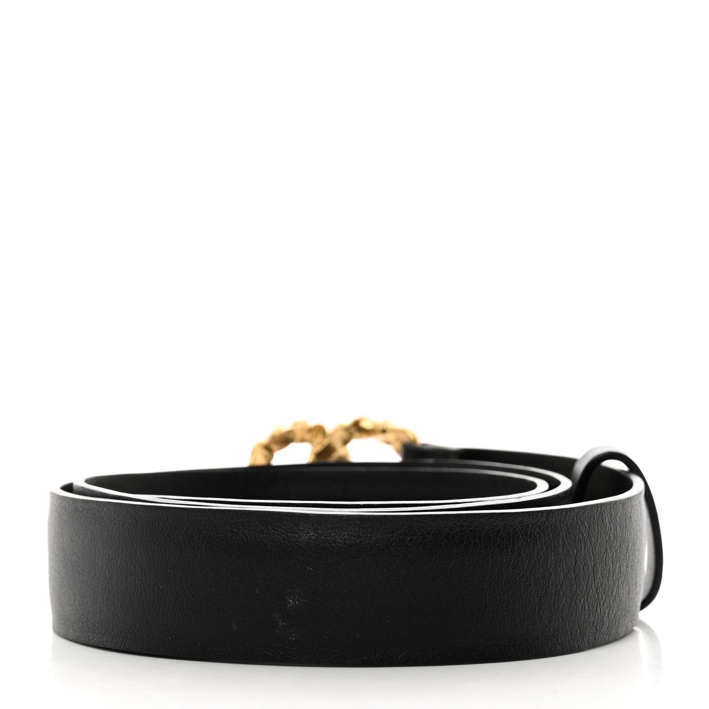 Calfskin Crystal Chain CC Belt 75 30 Black