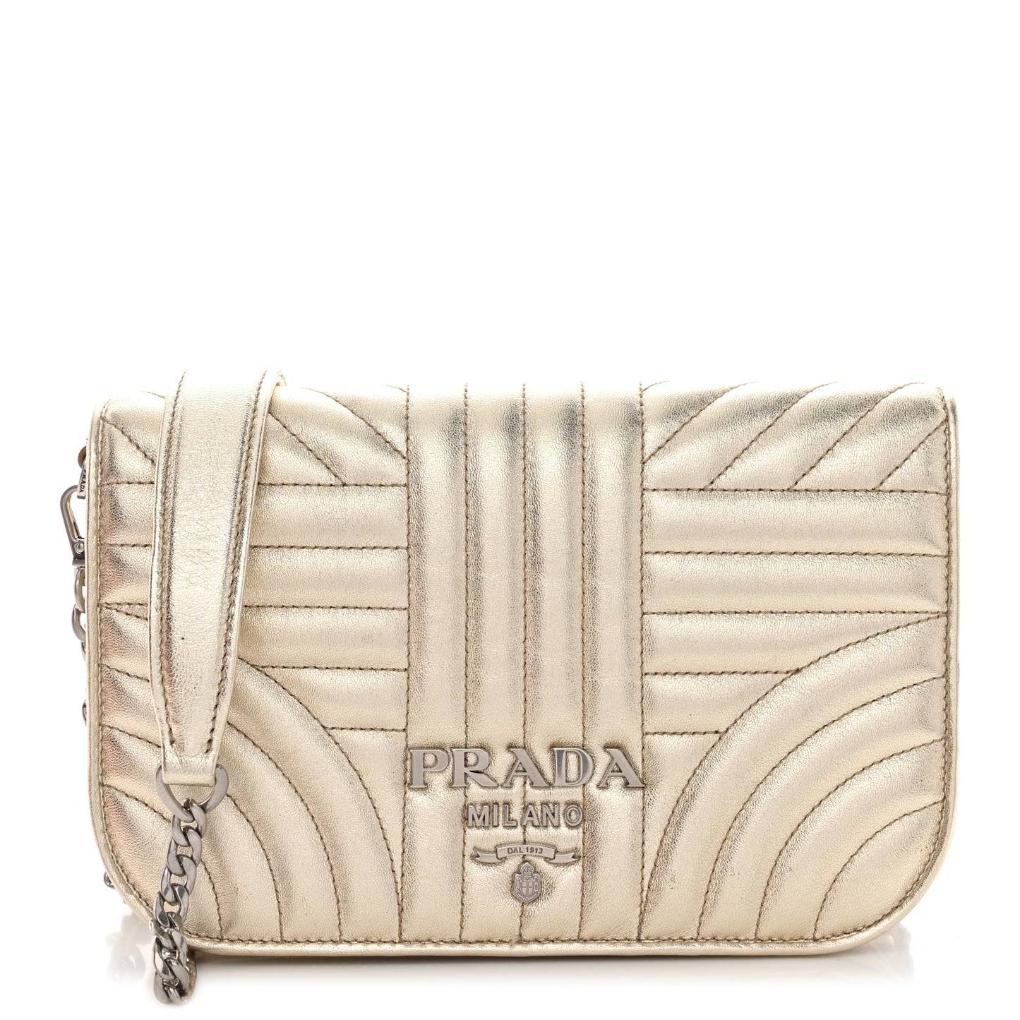 Metallic Nappa Impunture Small Diagramme Crossbody Bag Gold
