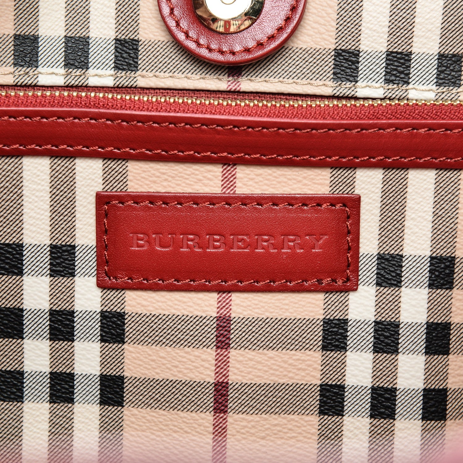 Burberry Haymarket Check Small Canterbury Tote Military Red 6 of 6