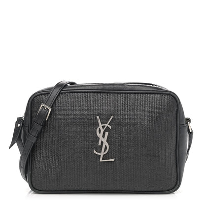 Saint Laurent Raffia Canvas Monogram Lou Camera Bag Black 1 of 11