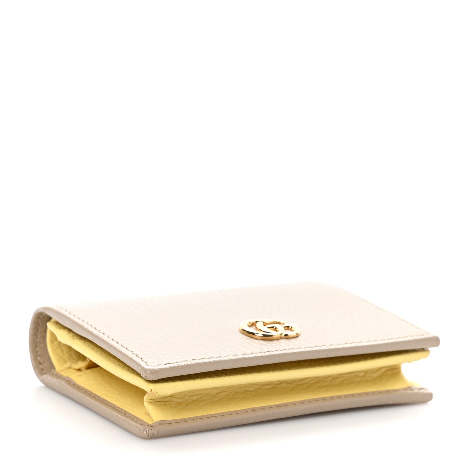 Gucci Dollar Calfskin Bi- Color GG Marmont Card Case Oatmeal Banana 4 of 8