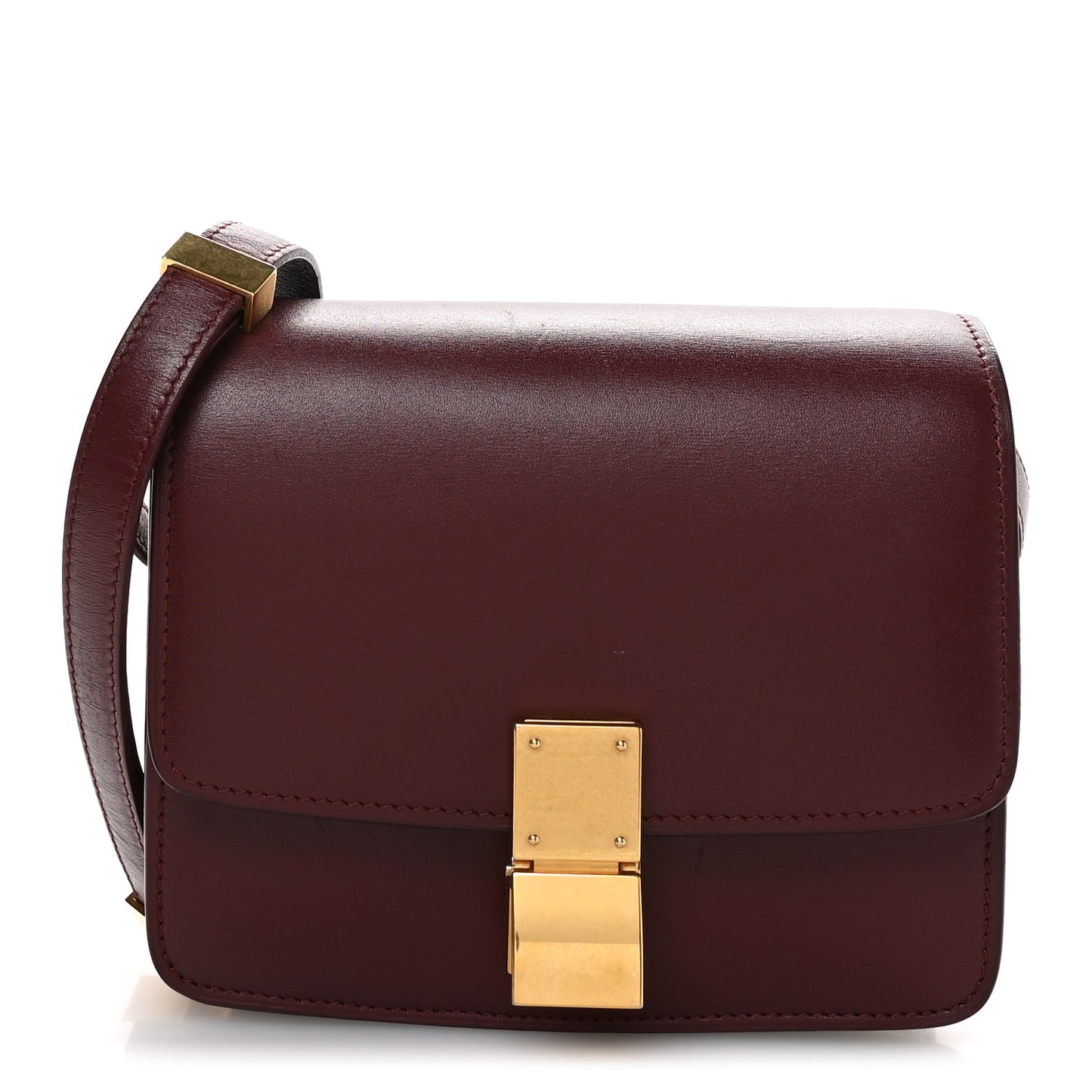 Box Calfskin Small Classic Box Flap Bag Burgundy