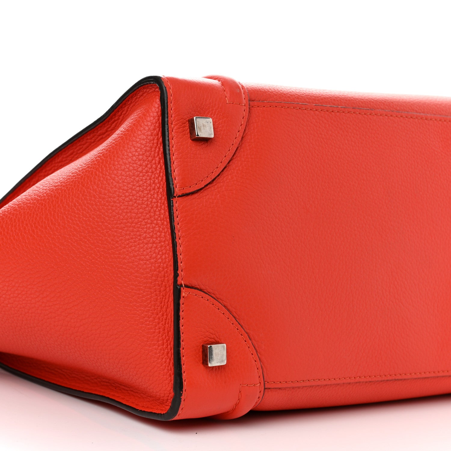 Celine Drummed Calfskin Mini Luggage Vermillion 7 of 8