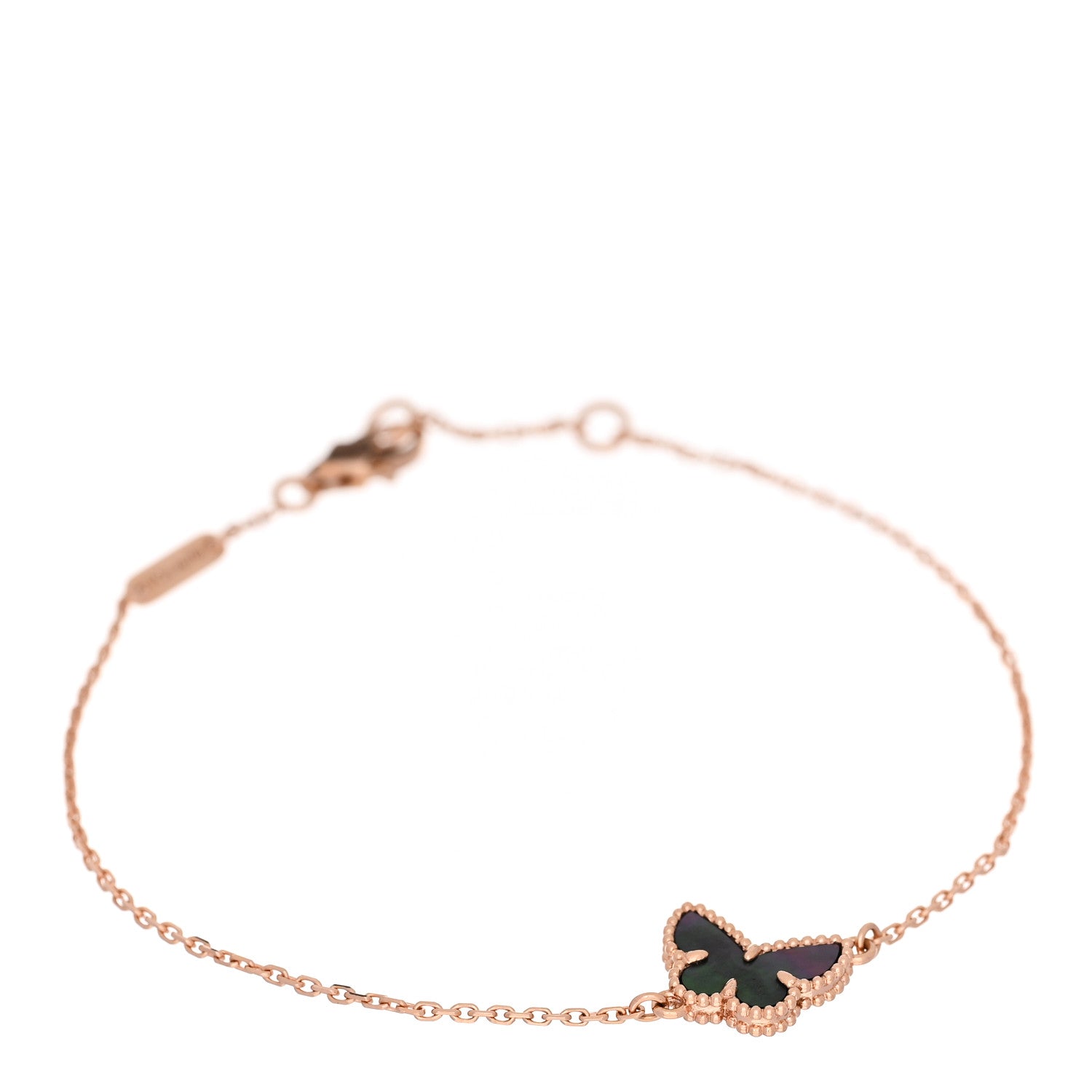 Van Cleef & Arpels 18K Rose Gold Gray Mother of Pearl Sweet Alhambra Butterfly Bracelet 1 of 4