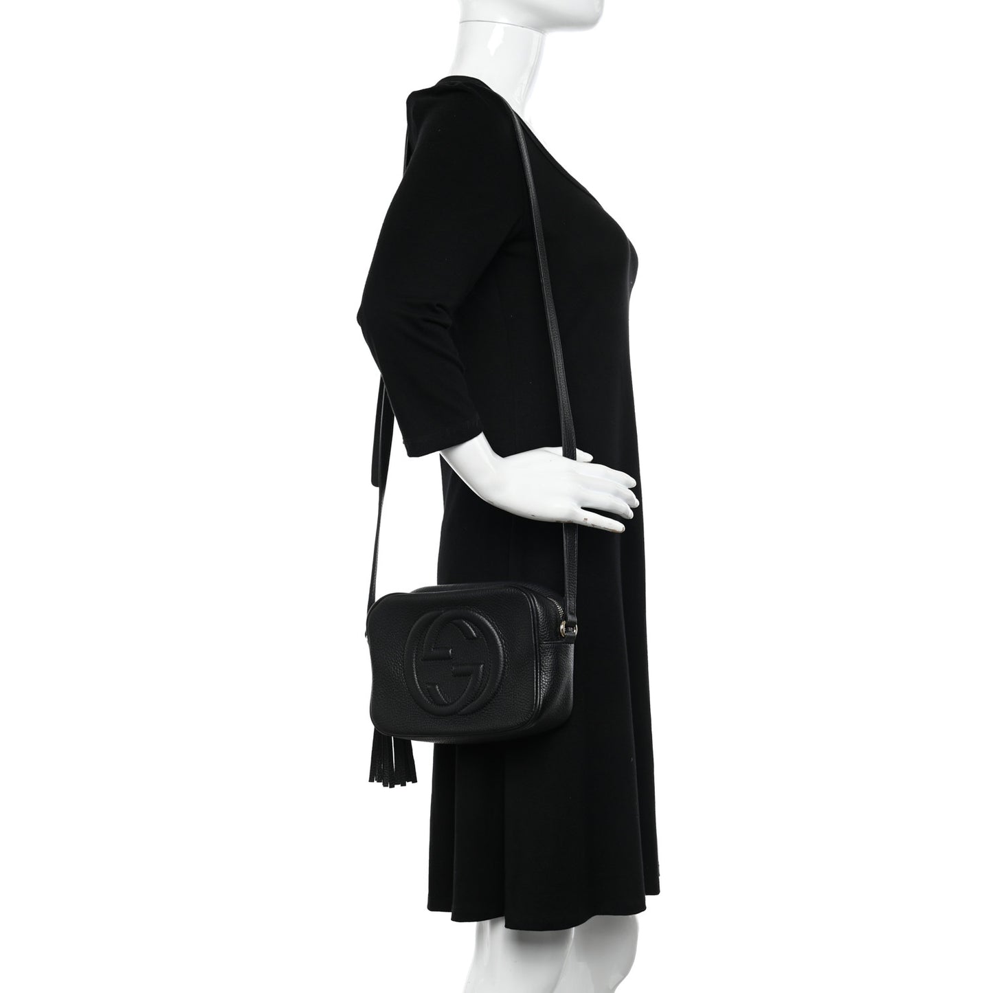 Pebbled Calfskin Small Soho Disco Bag Black