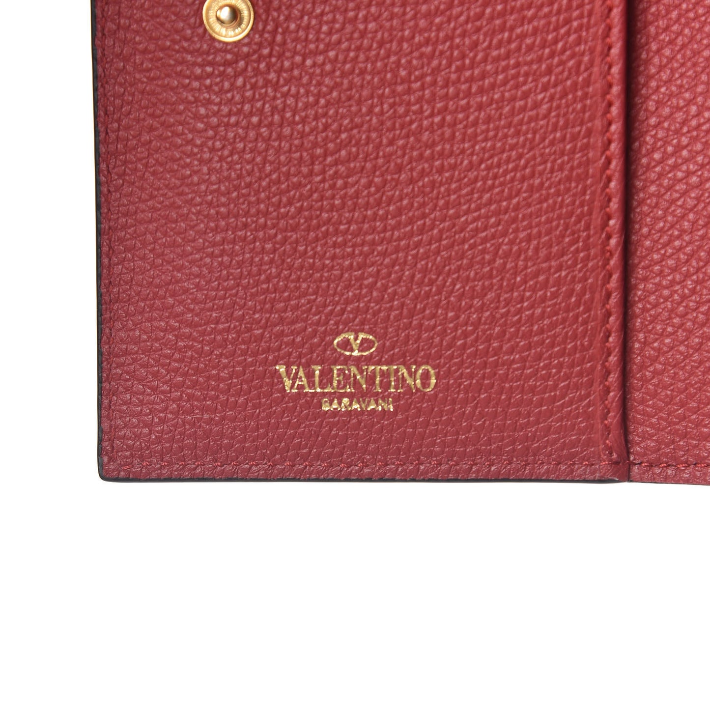 Grained Calfskin VLogo Coin Case Card Holder Rouge Pur