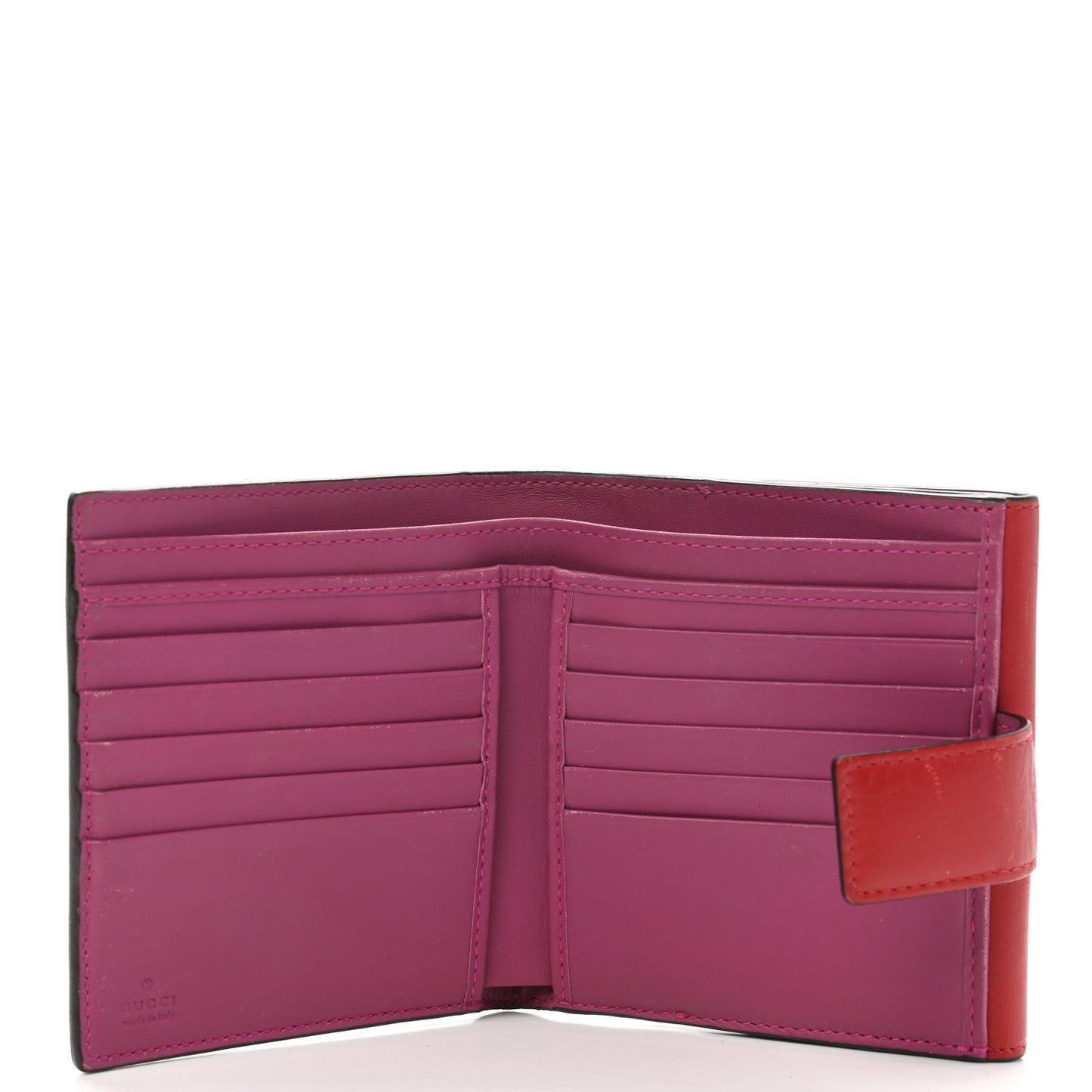 GG Supreme Monogram Calfskin French Flap Wallet Beige Ebony Hibiscus Red New Rosette