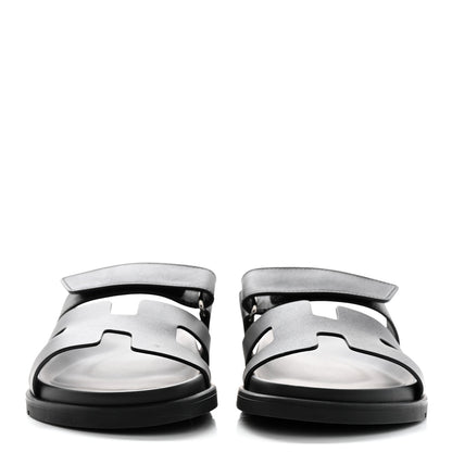 Hermes Calfskin Womens Chypre Sandals 37 Black 2 of 9