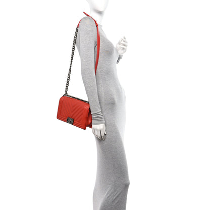 Chanel Lambskin Chevron Quilted Medium Boy Flap Orange 3 of 10