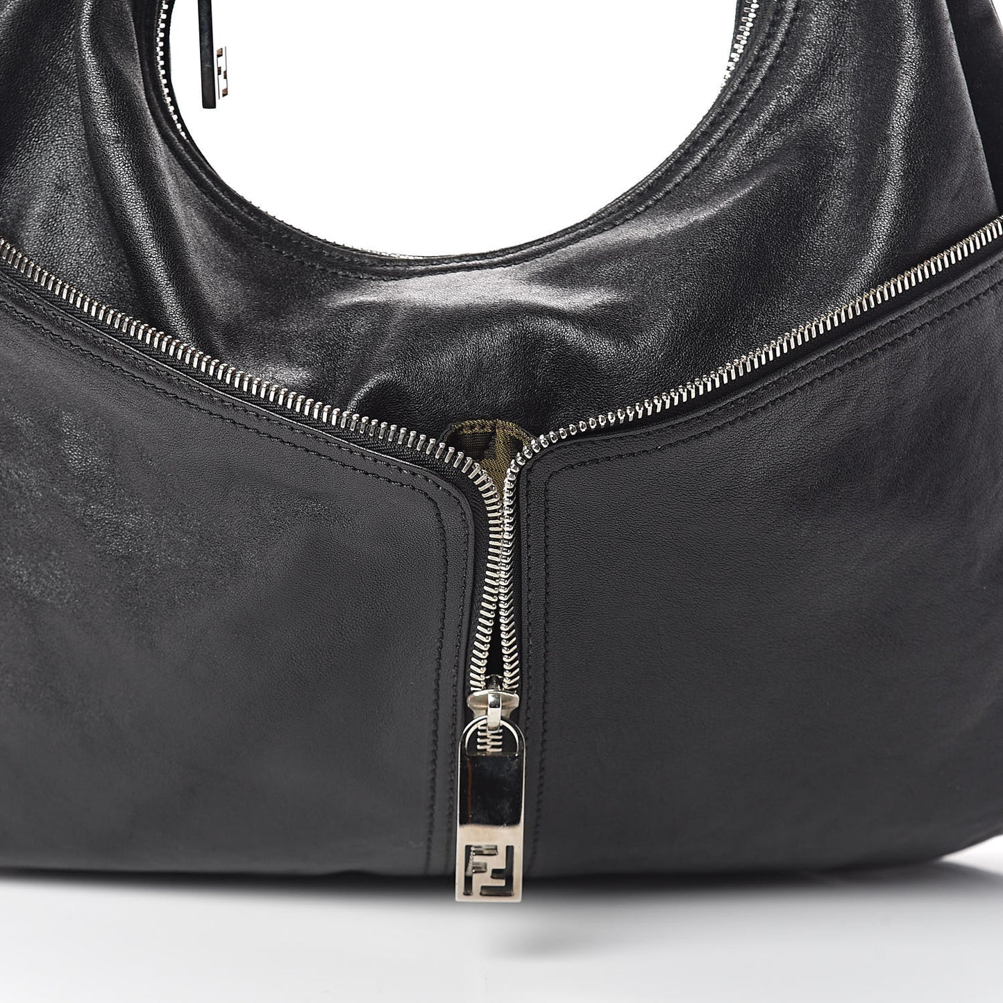 Sheepskin Zipper Hobo Black