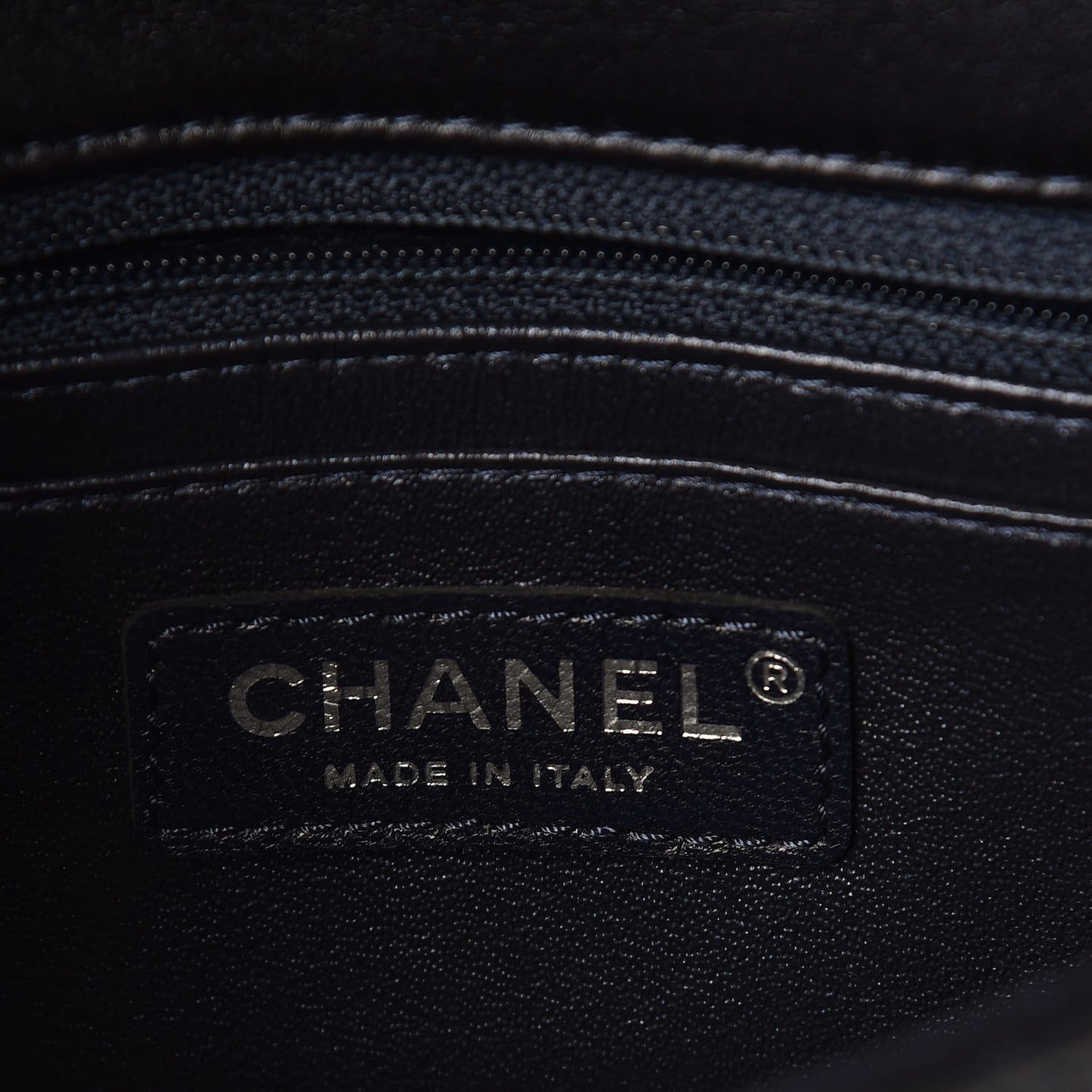 Metallic Lambskin Quilted Mini Rectangular Flap Navy