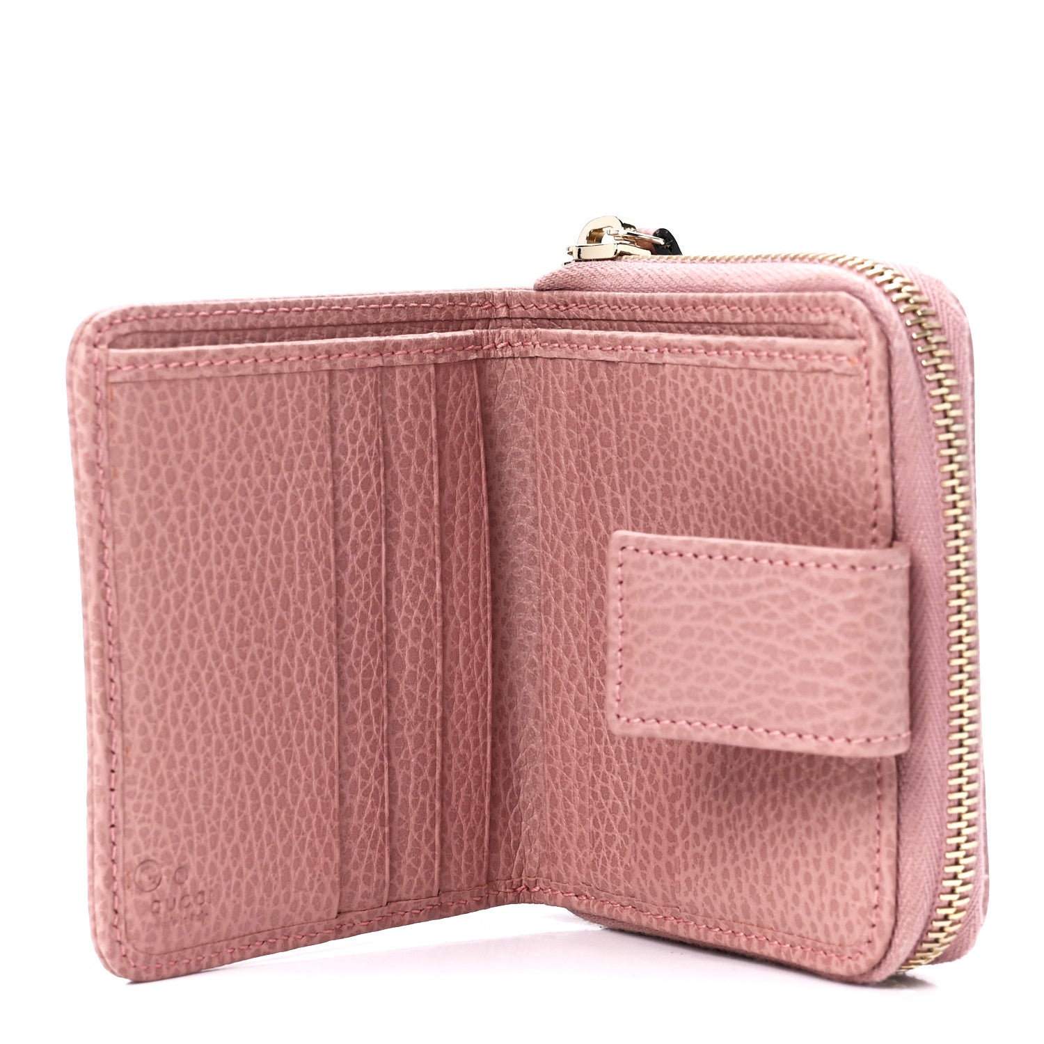 Gucci Monogram Dollar Calfskin Zip Around French Flap Wallet Beige Ebony Soft Pink 7 of 13