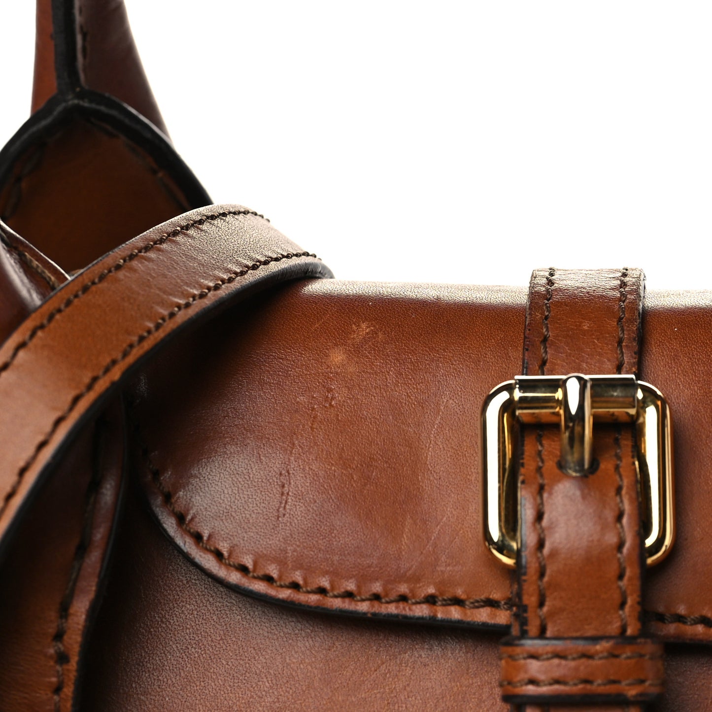 Calfskin House Check Satchel Tan