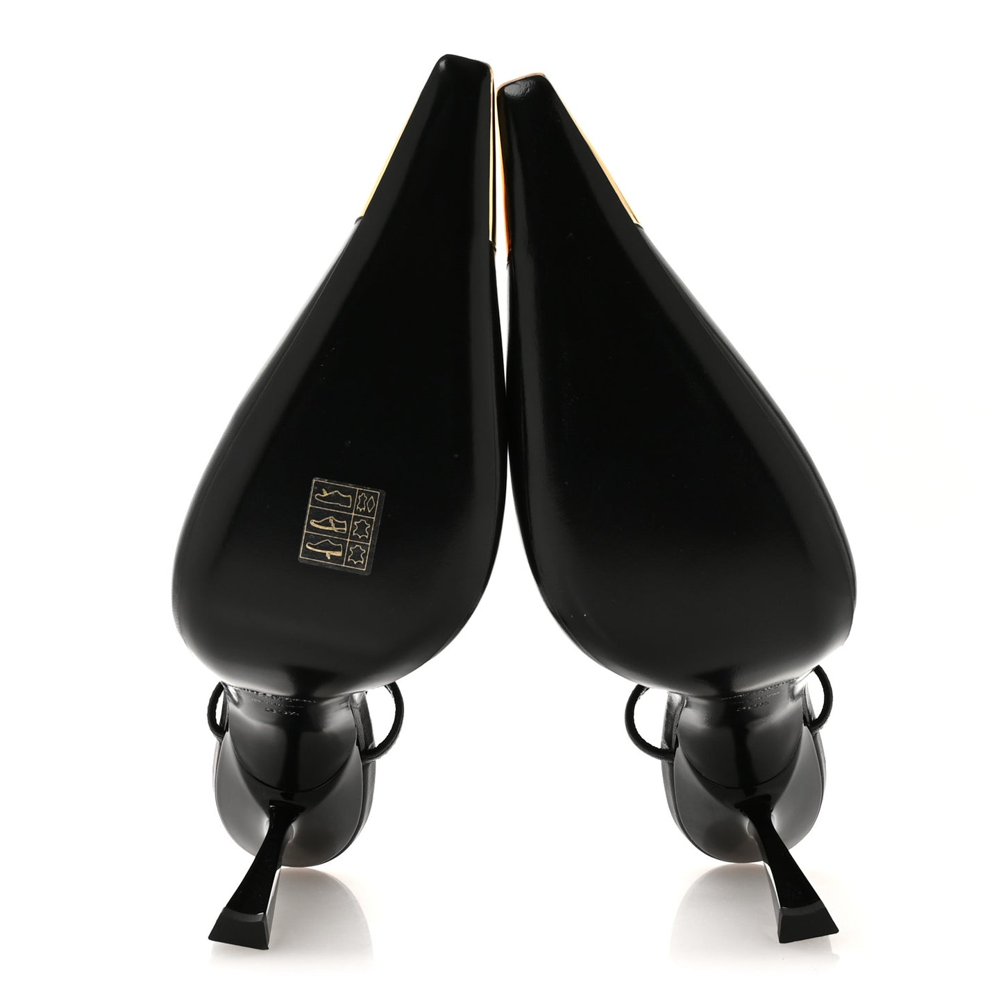 Calfskin Metallic Toe Slingback Strap Heels  39.5 Black