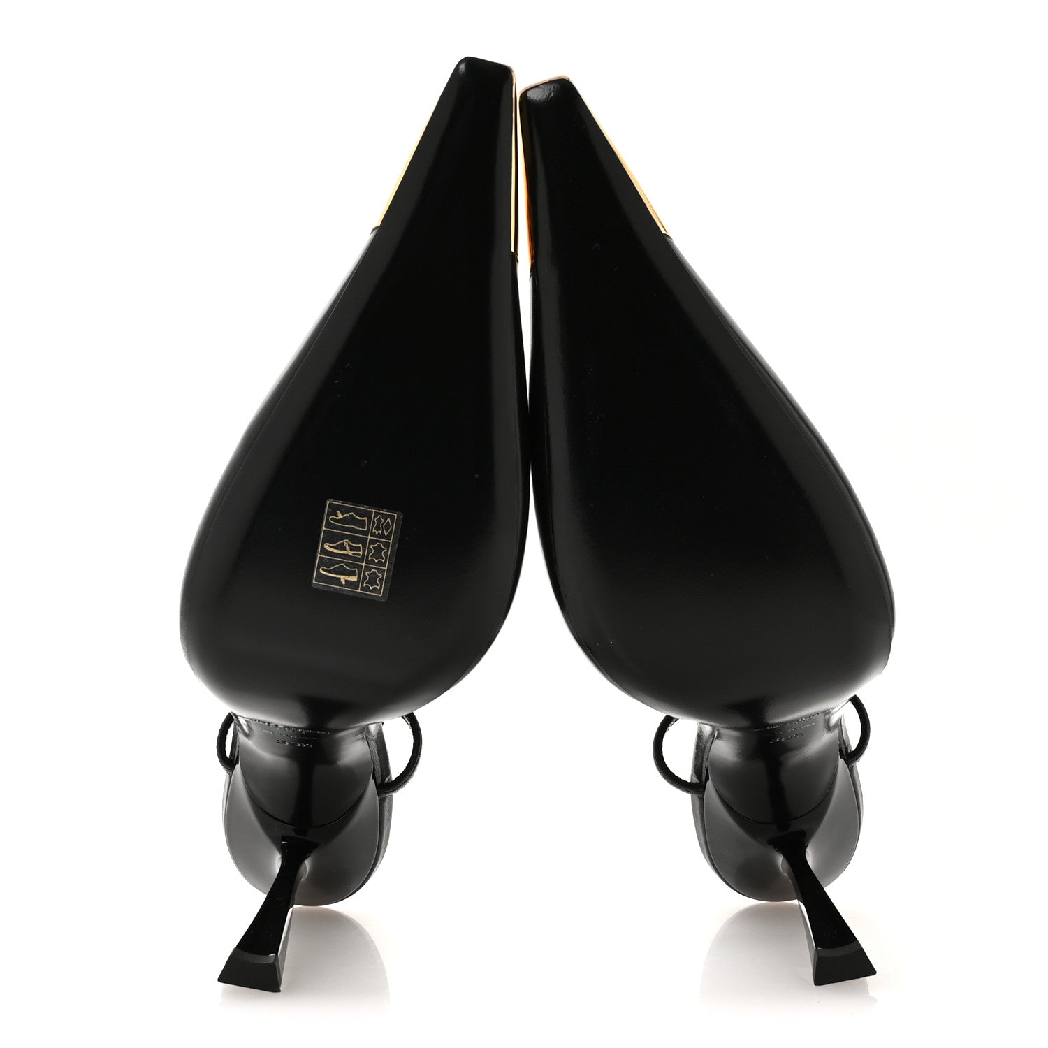 Saint Laurent Calfskin Metallic Toe Slingback Strap Heels  39.5 Black 6 of 8