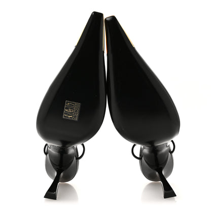 Saint Laurent Calfskin Metallic Toe Slingback Strap Heels  39.5 Black 6 of 8
