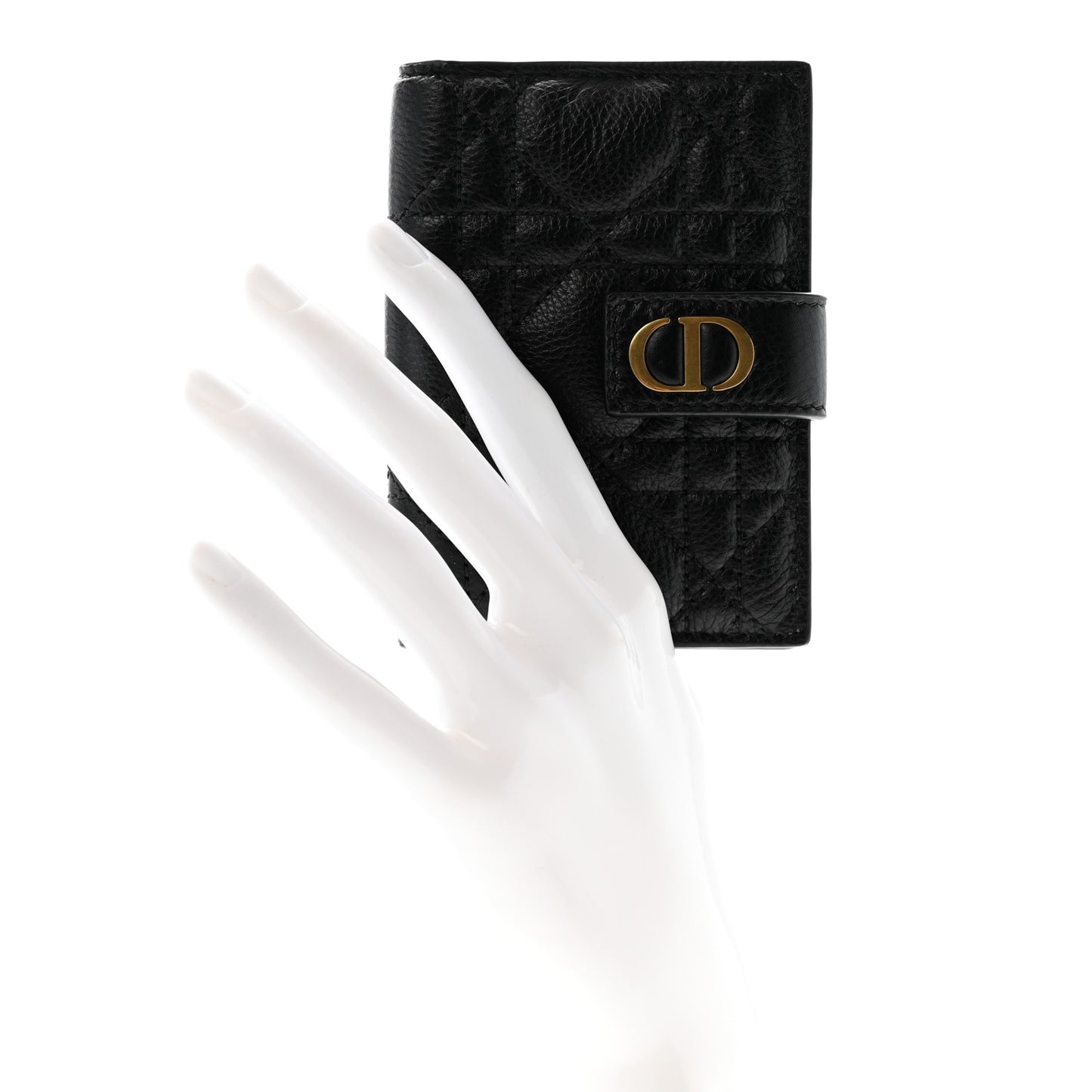 Supple Calfskin Cannage Caro Dandelion Card Holder Black