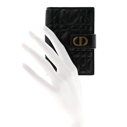 Christian Dior Supple Calfskin Cannage Caro Dandelion Card Holder Black 2 of 7