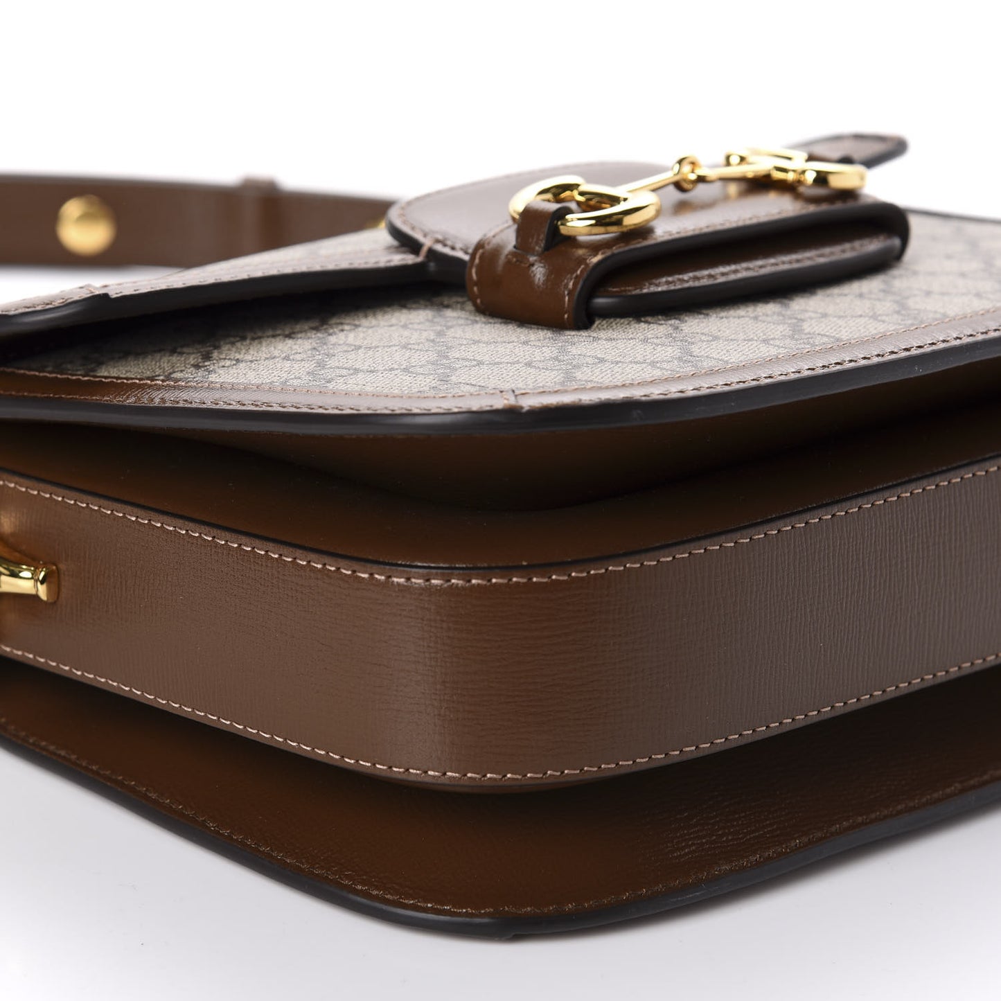 GG Supreme Monogram Horsebit 1955 Shoulder Bag Beige Brown Sugar