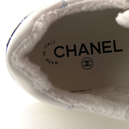 Chanel Calfskin Womens Logo Sneakers 40 White Blue 8 of 9