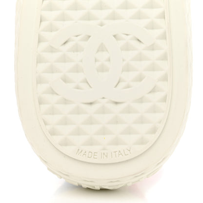 Chanel Printed Fabric Quilted Sneakers 36.5 Green Pink Blue 8 of 9