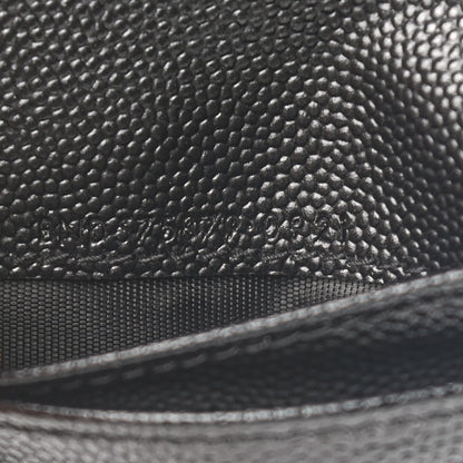 Saint Laurent Grain De Poudre Matelasse Chevron Monogram Zipped Card Case Black 6 of 6