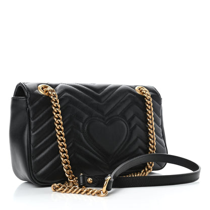 Gucci Calfskin Matelasse Small GG Marmont Shoulder Bag Black 2 of 4