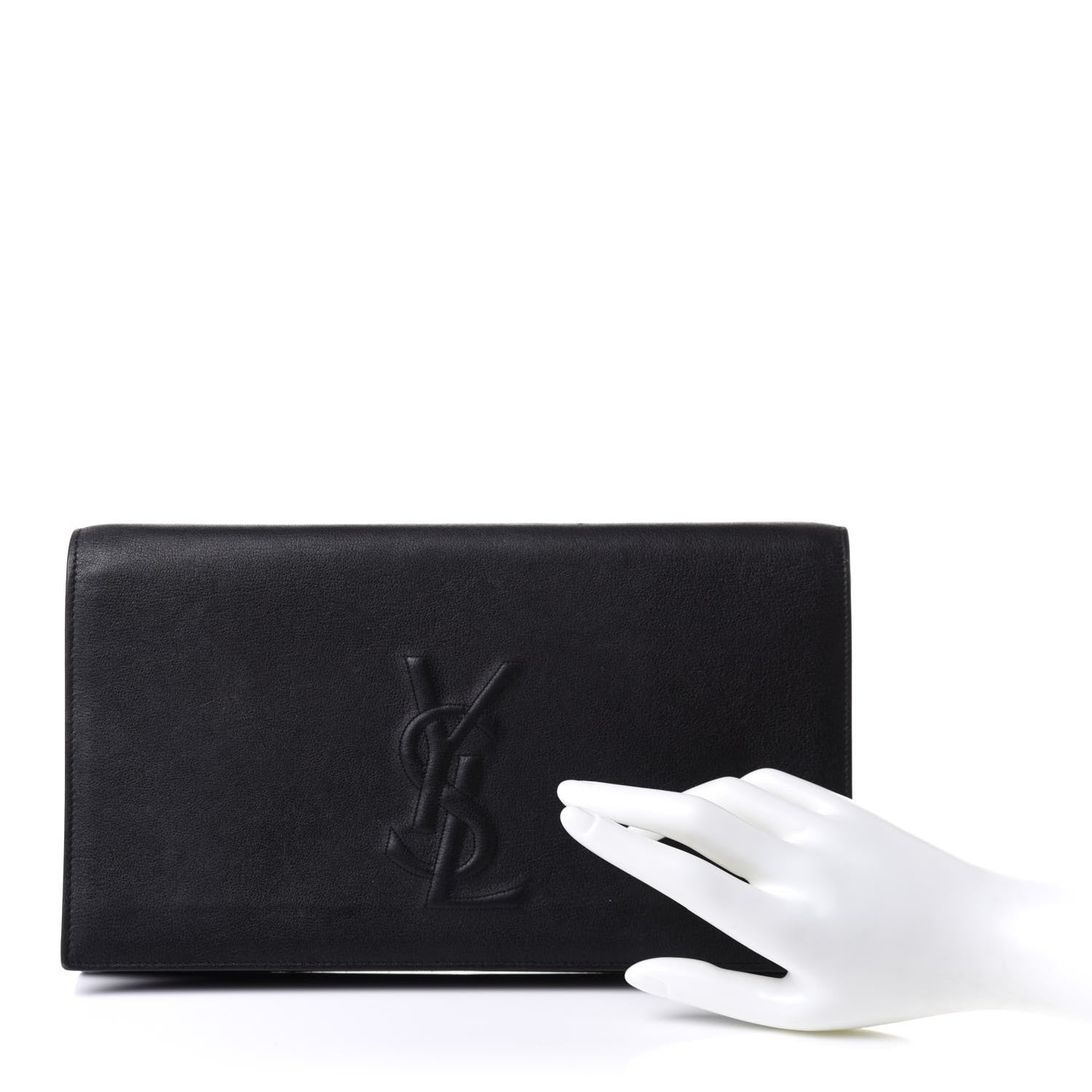 Saint Laurent Calfskin Monogram Large Belle De Jour Clutch Black 2 of 11