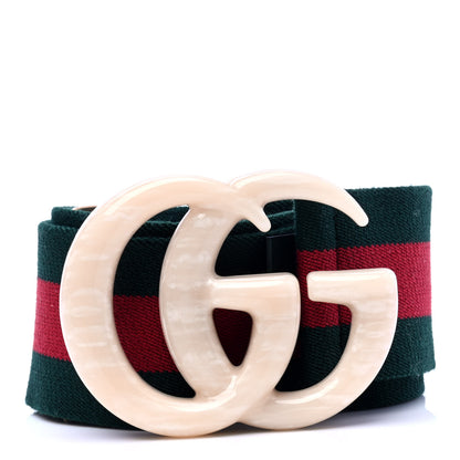 Gucci Web Elastic Plexiglass GG Marmont Belt 100 40 Red Green 1 of 6