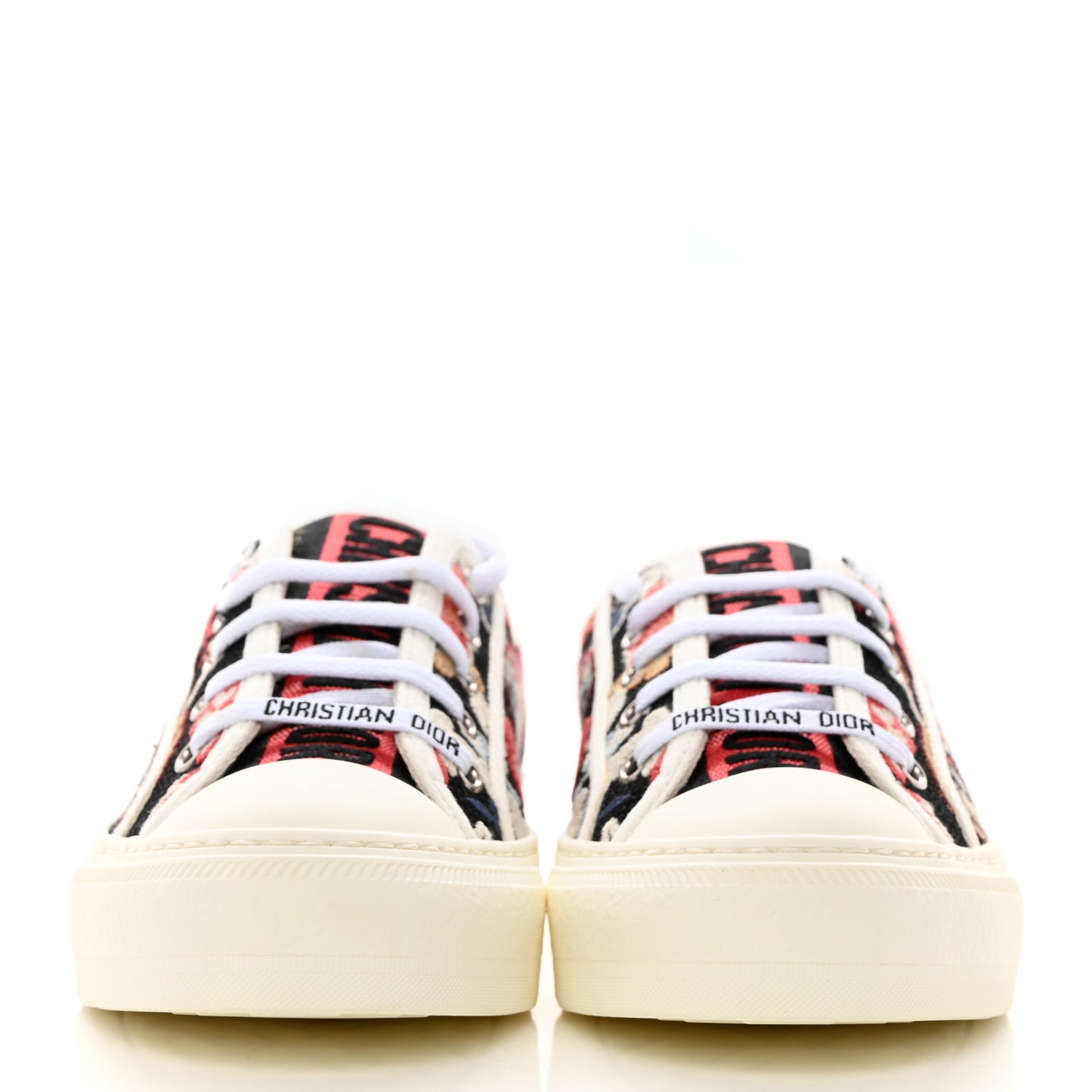 Cotton Floral Pop Embroidered Walk'N'Dior Low Top Sneakers 38 Red Multicolor