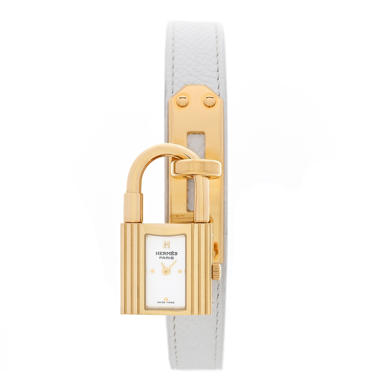Hermes Stainless Steel Epsom 20mm Kelly Cadena Quartz Watch Blanc 1 of 5