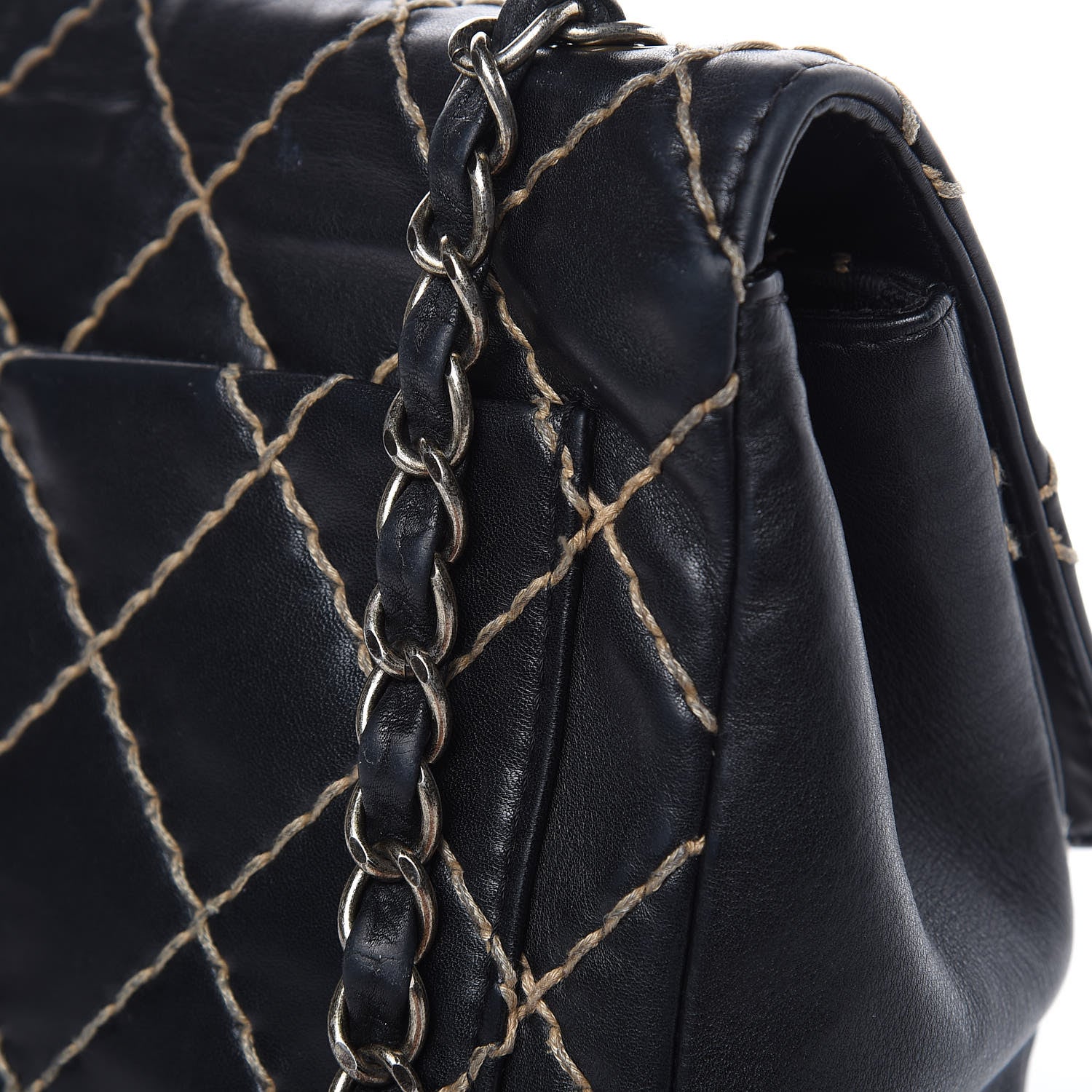 Chanel Calfskin Wild Stitch Jumbo Flap Black 13 of 19