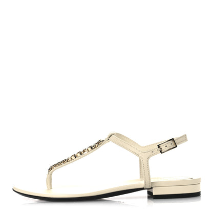 Gucci Sierra Calfskin Signoria Thong Sandals 37 New Ivoire 1 of 10