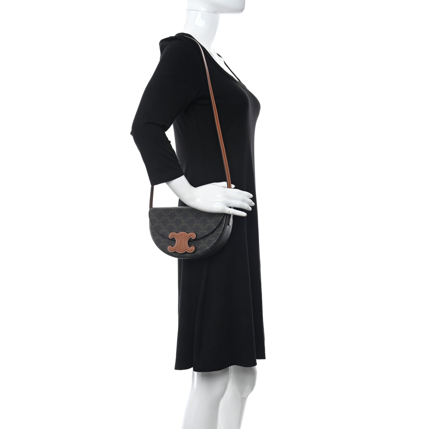 Calfskin Triomphe Canvas Besace Tan