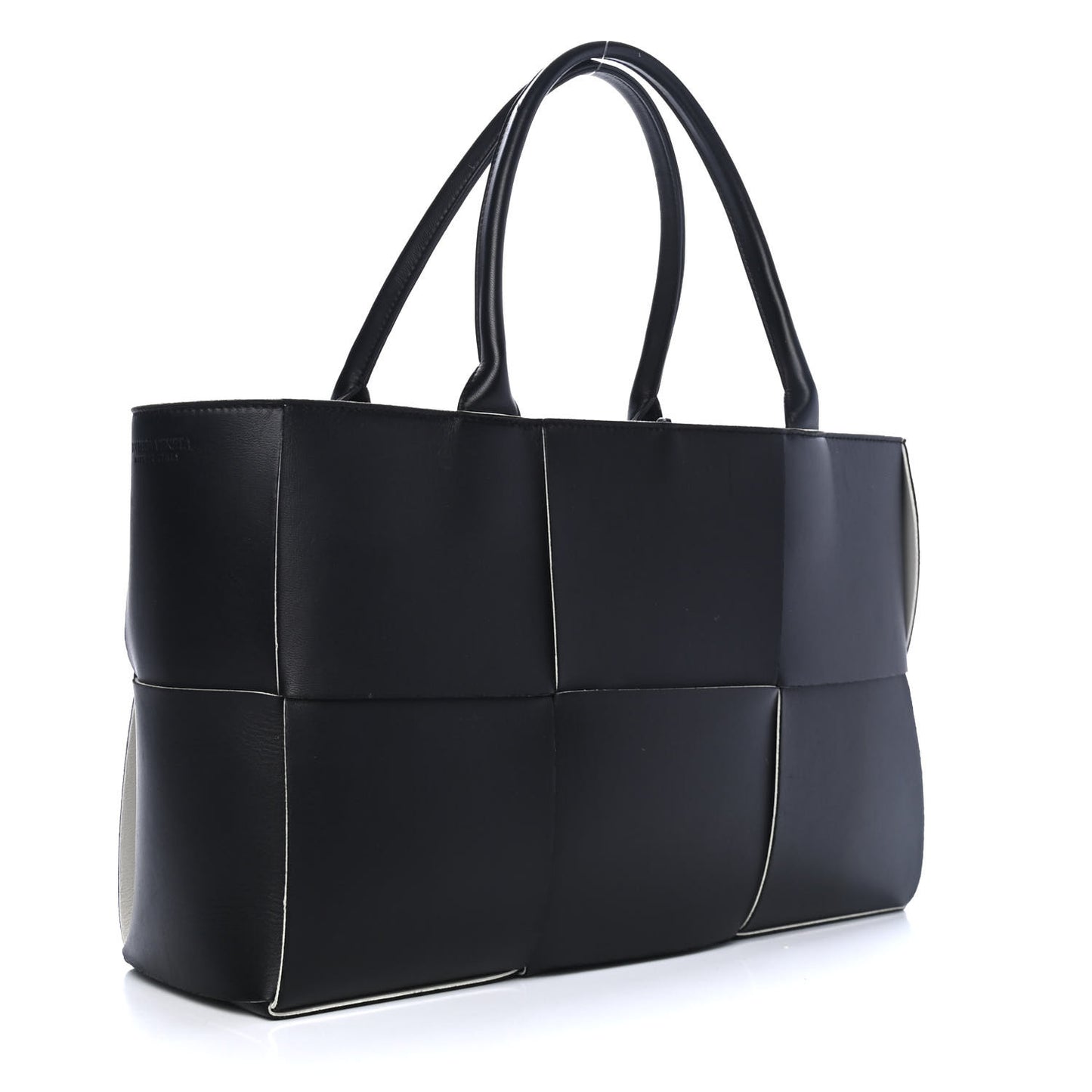 Nappa Maxi Intrecciato Arco Tote Black White