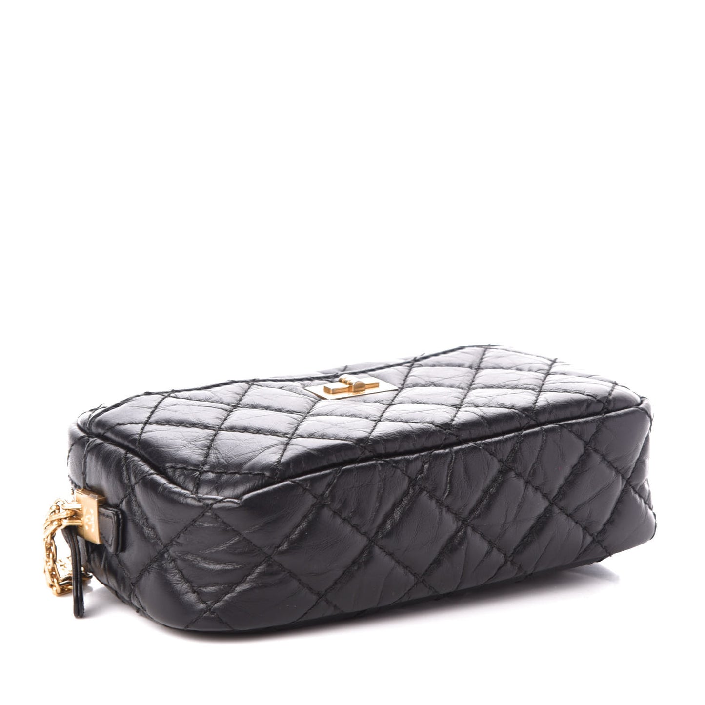 Aged Calfskin Quilted Mini Reissue Camera Case Black