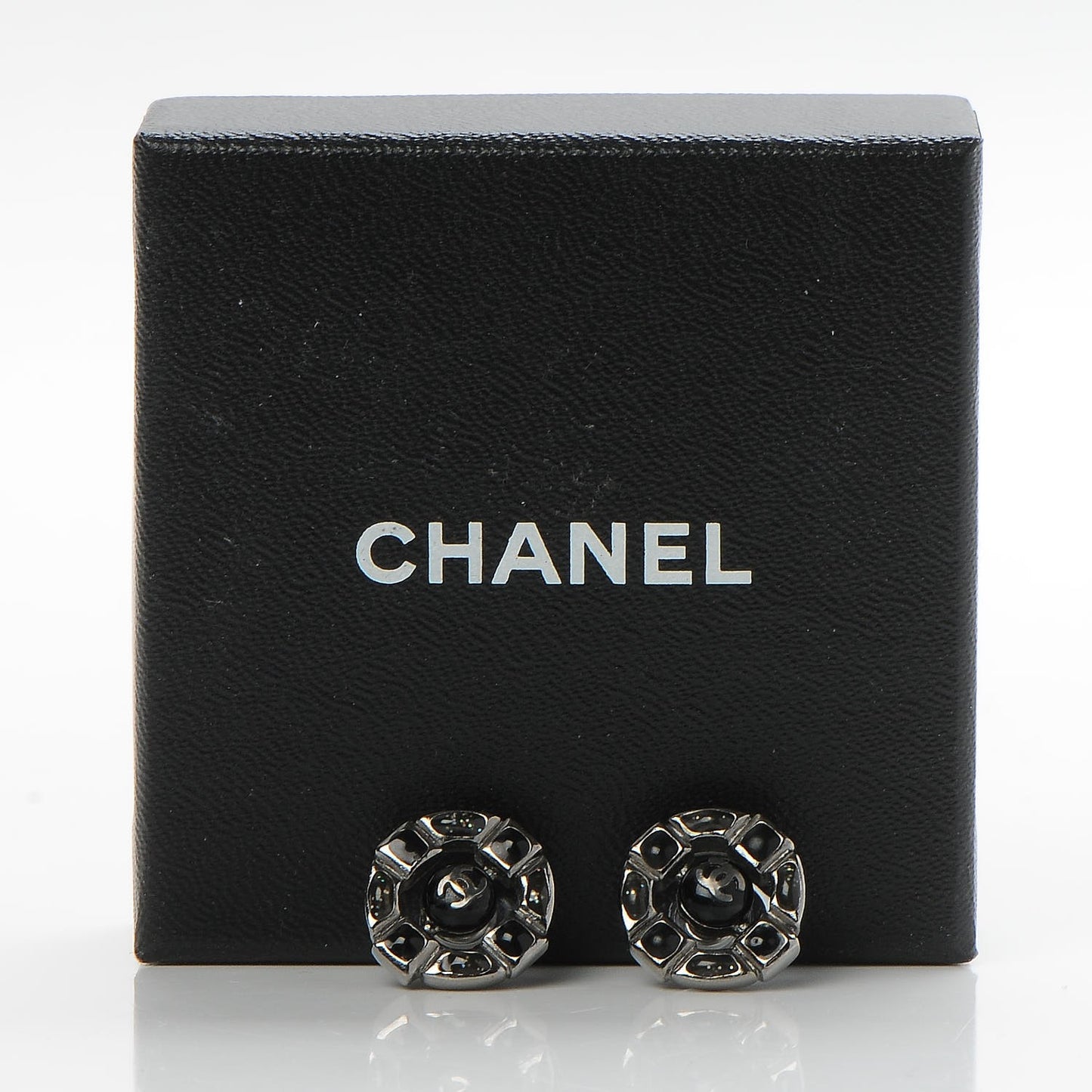 Enamel CC Earrings Ruthenium Dark Grey