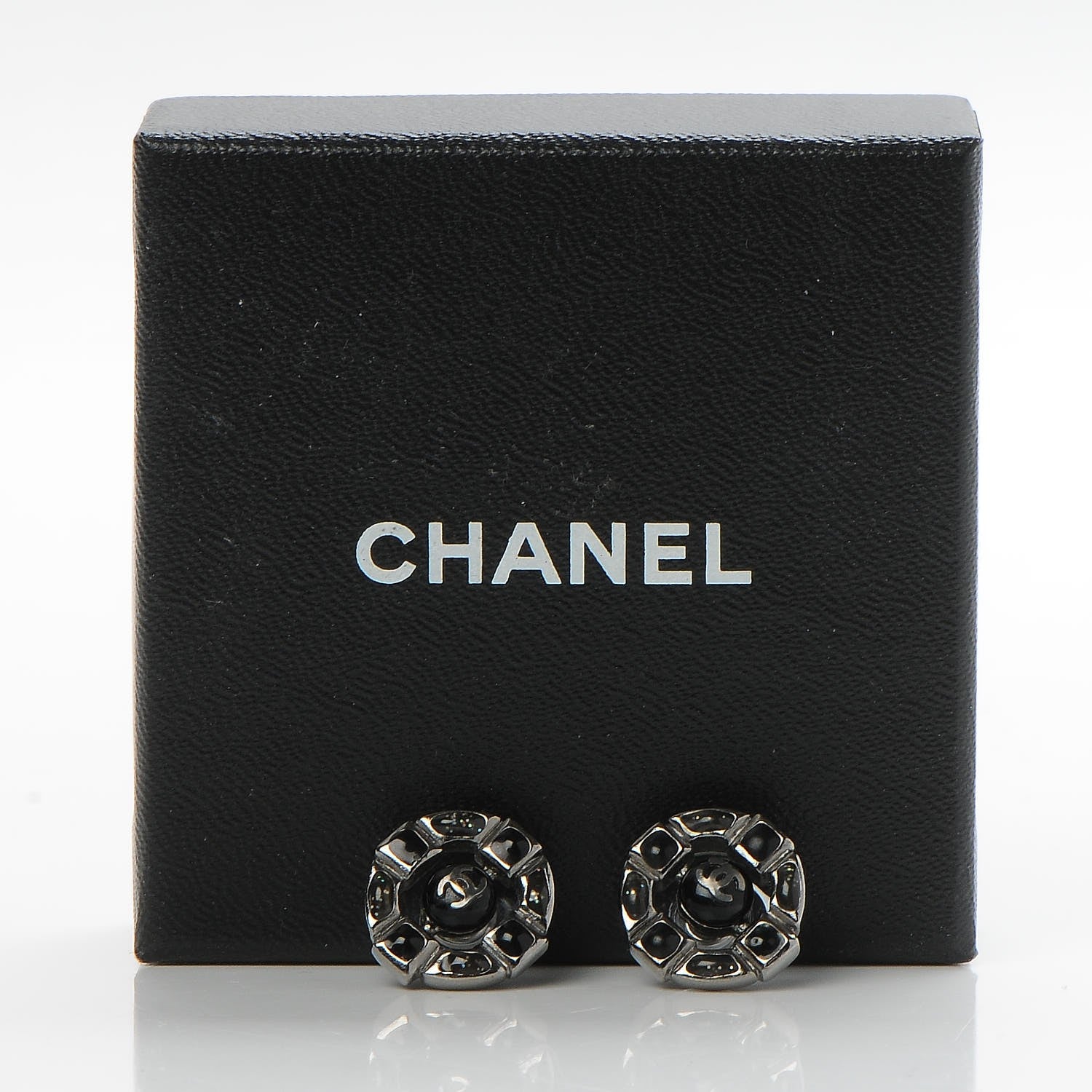 Chanel Enamel CC Earrings Ruthenium Dark Grey 5 of 5