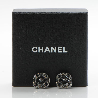 Chanel Enamel CC Earrings Ruthenium Dark Grey 5 of 5