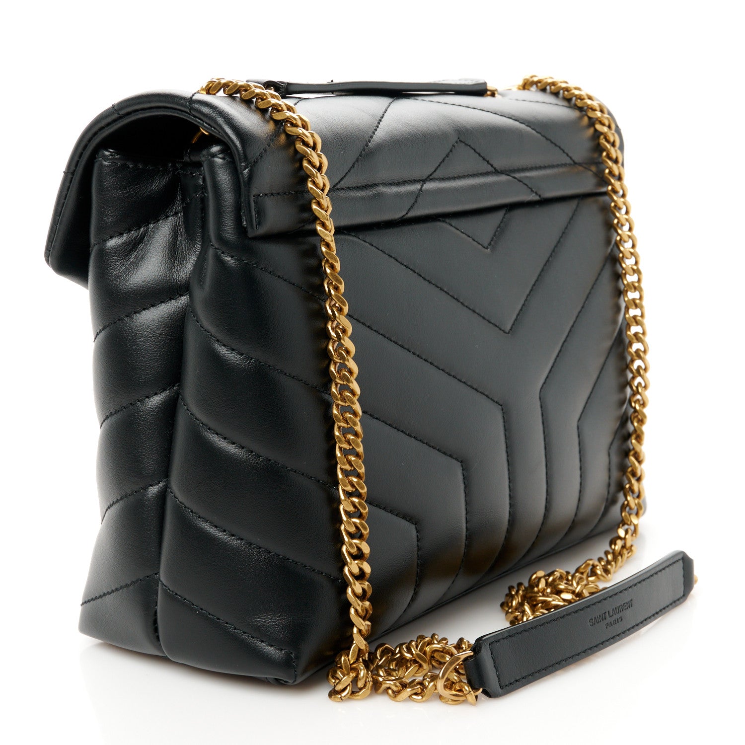 Saint Laurent Calfskin Y Quilted Monogram Small Loulou Chain Satchel Black 3 of 11
