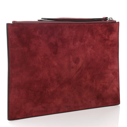Gucci GG Supreme Monogram Blooms Suede Large Zip Pouch Beige Multicolor Dry Rose 3 of 8