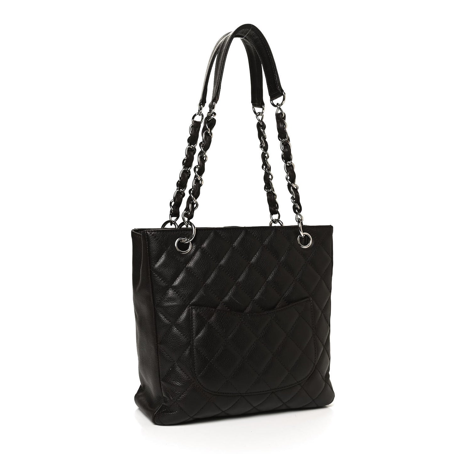Caviar Quilted Petit Shopping Tote PST Dark Brown