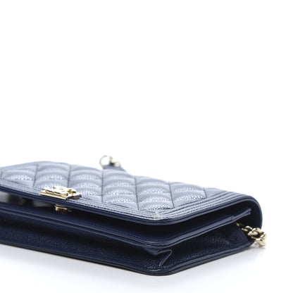 Chanel Caviar Quilted Boy Wallet On Chain WOC Navy 7 of 15
