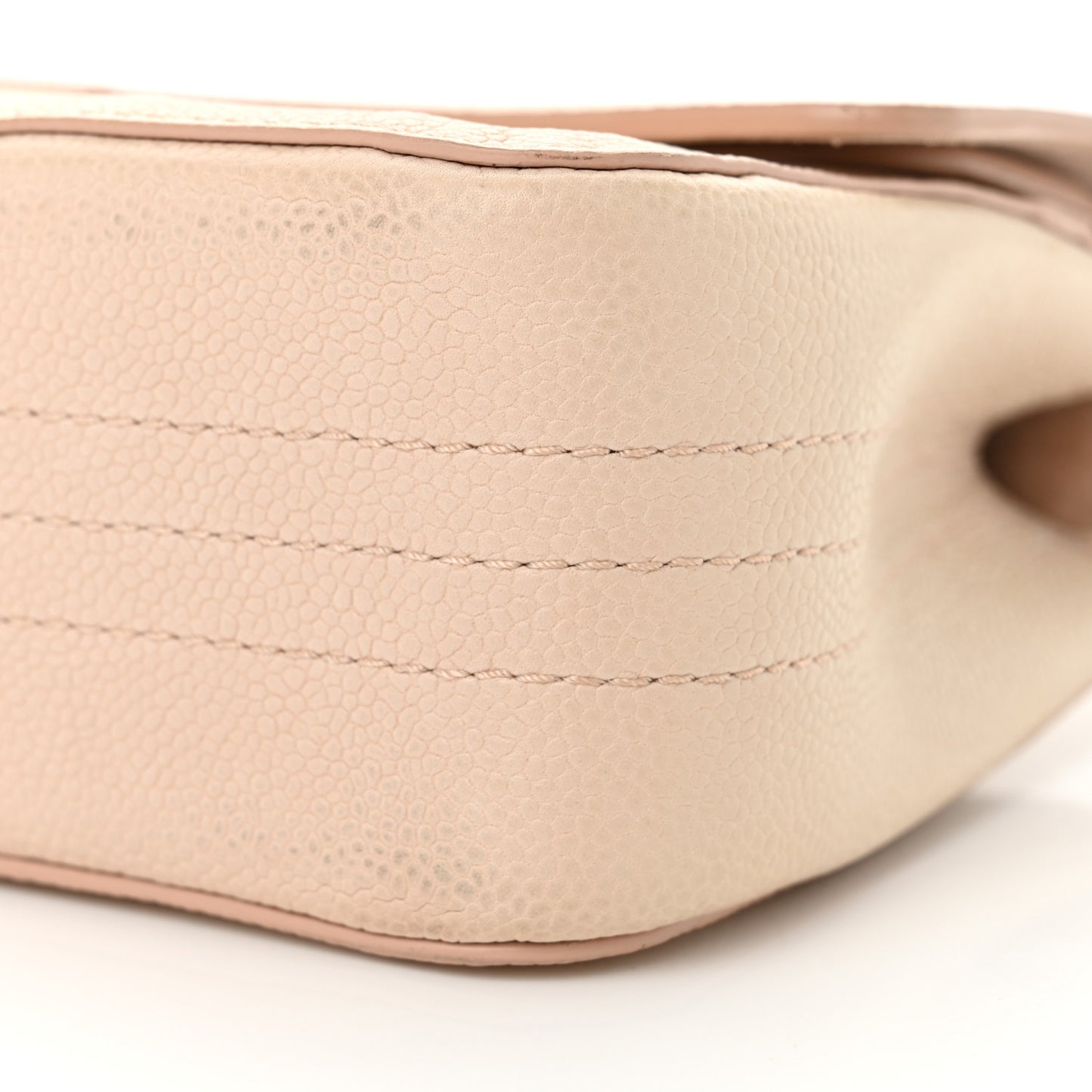 Grained Calfskin Medium Classic Pure Double Flap Nude