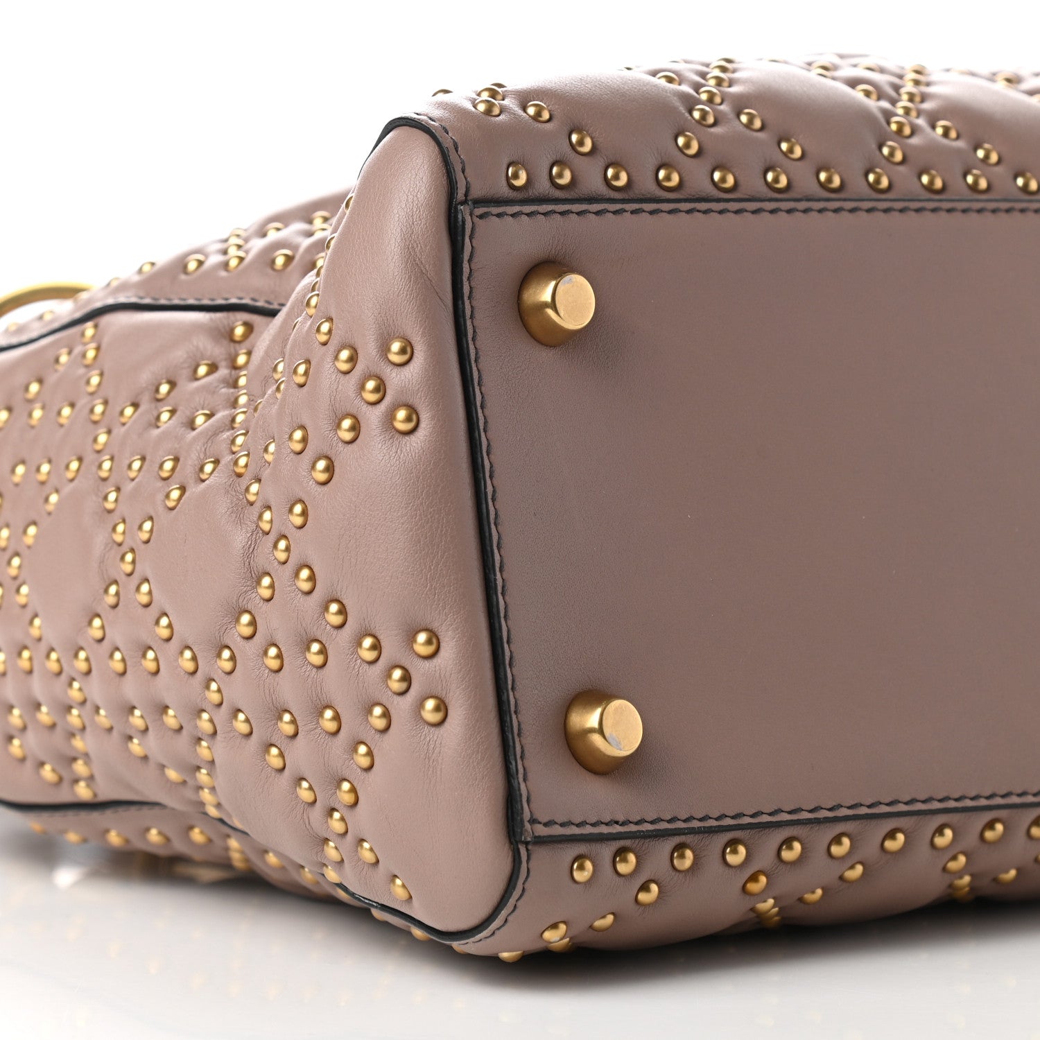 Christian Dior Calfskin Cannage Studded Medium Supple Lady Dior Light Pink 8 of 10
