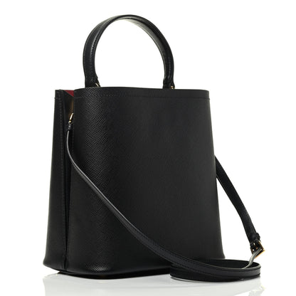 Prada Saffiano Cuir Medium Panier Bucket Bag Black Fuoco 2 of 4
