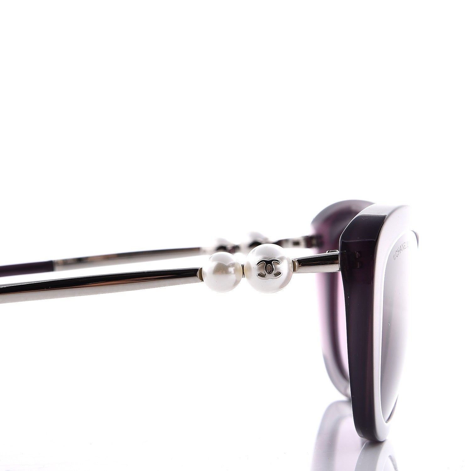 Chanel Acetate Pearl Cat Eye Sunglasses 5340-H Purple 5 of 9